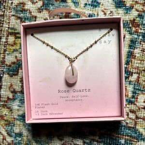 A New Day Rose Quartz Necklace - Gold